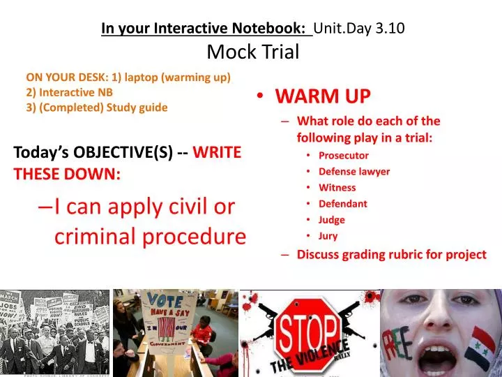 in your interactive notebook unit day 3 10 mock trial