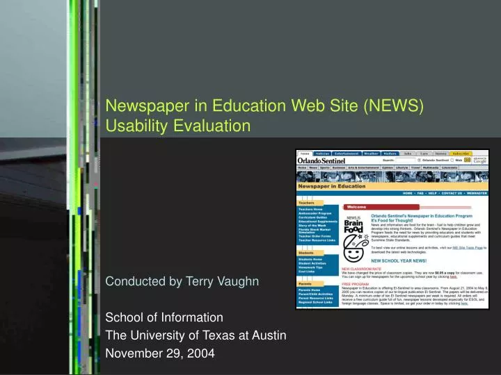 newspaper in education web site news usability evaluation