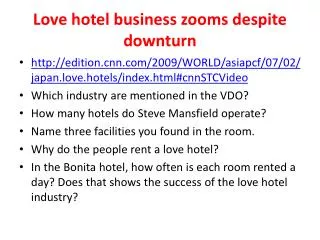 Love hotel business zooms despite downturn
