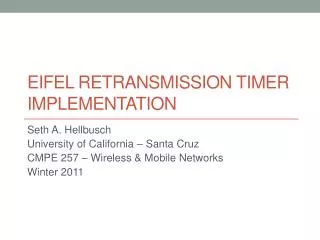 Eifel Retransmission Timer Implementation