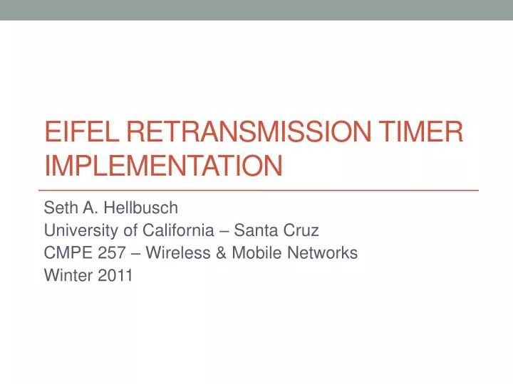 eifel retransmission timer implementation