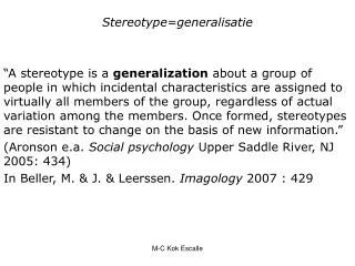 Stereotype=generalisatie