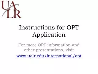 Instructions for OPT Application