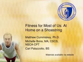 Fitness for Most of Us: At Home on a Shoestring