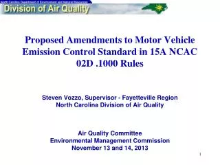 Air Quality Committee Environmental Management Commission November 13 and 14, 2013