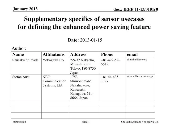 supplementary specifics of sensor usecases for defining the enhanced power saving feature