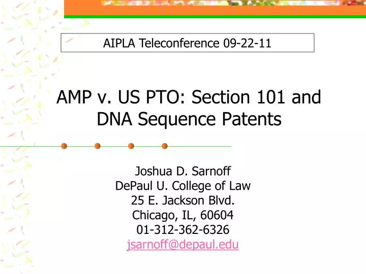 amp v us pto section 101 and dna sequence patents