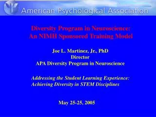 Diversity Program in Neuroscience: An NIMH Sponsored Training Model