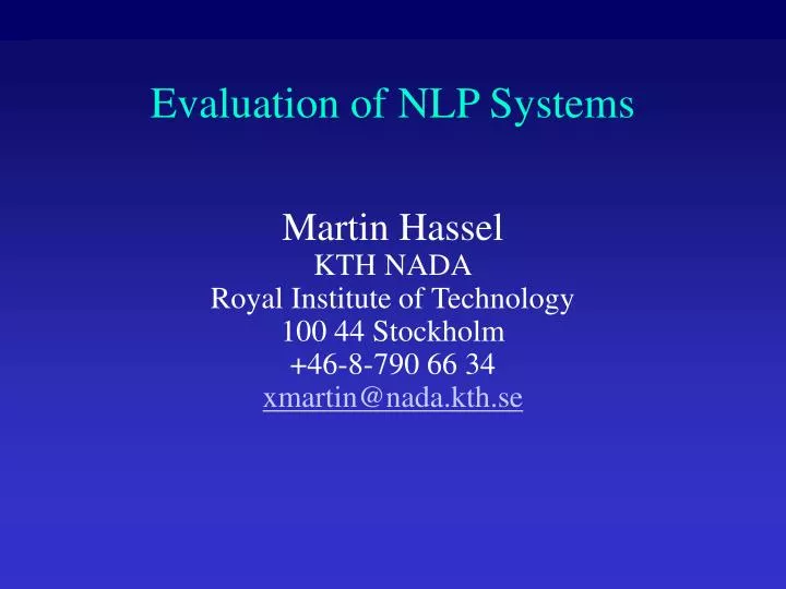 evaluation of nlp systems