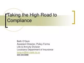 Taking the High Road to Compliance
