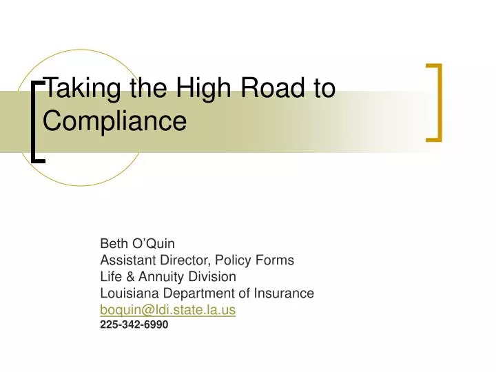 taking the high road to compliance