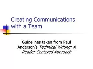 Creating Communications with a Team