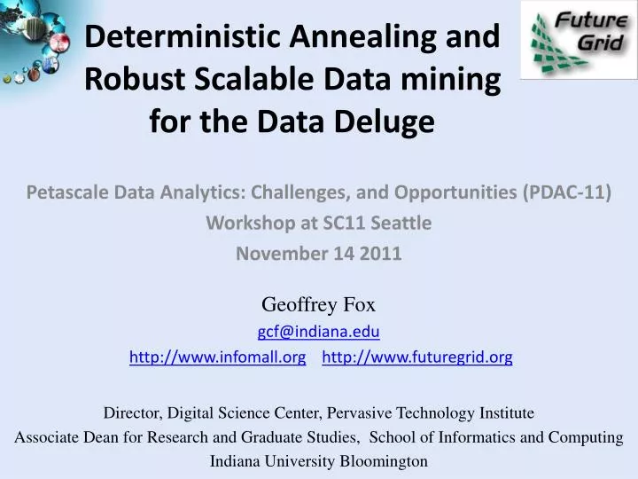 deterministic annealing and robust scalable data mining for the data deluge