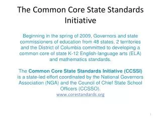 the common core state standards initiative