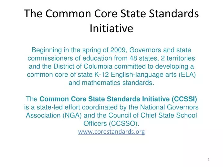 the common core state standards initiative