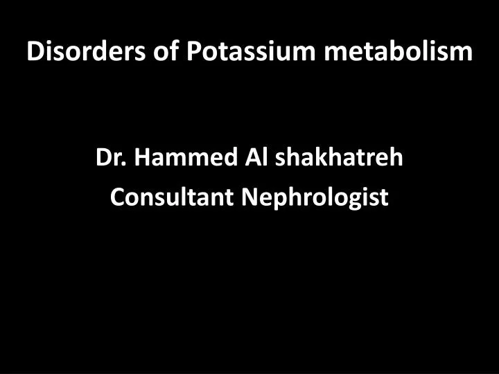disorders of potassium metabolism