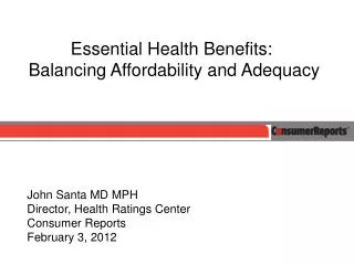 Essential Health Benefits: Balancing Affordability and Adequacy