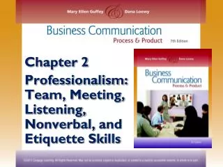 Chapter 2 Professionalism: Team, Meeting, Listening, Nonverbal , and Etiquette Skills