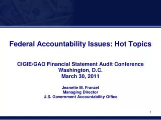 Federal Accountability Issues: Hot Topics