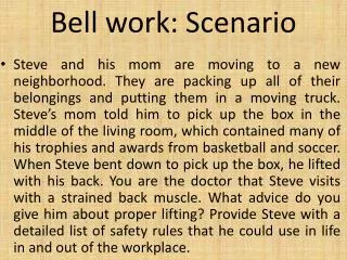 Bell work: Scenario