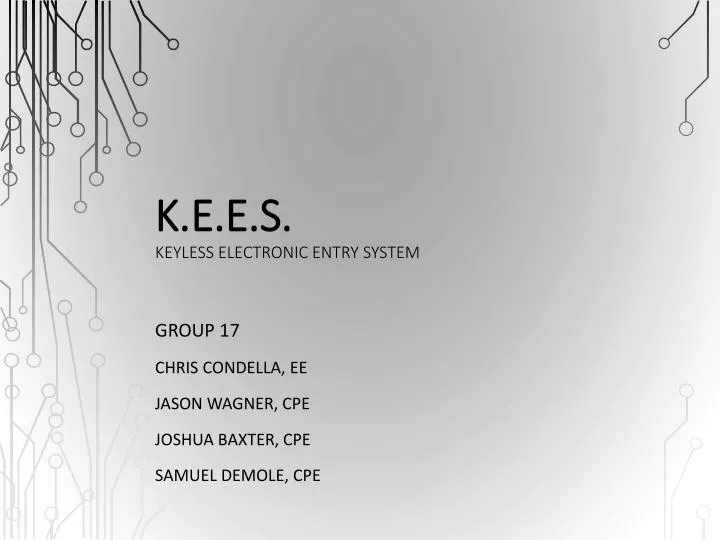 k e e s keyless electronic entry system