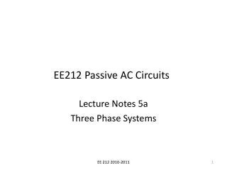 EE212 Passive AC Circuits