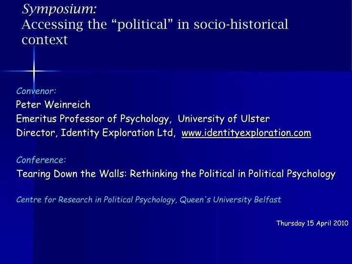 symposium accessing the political in socio historical context