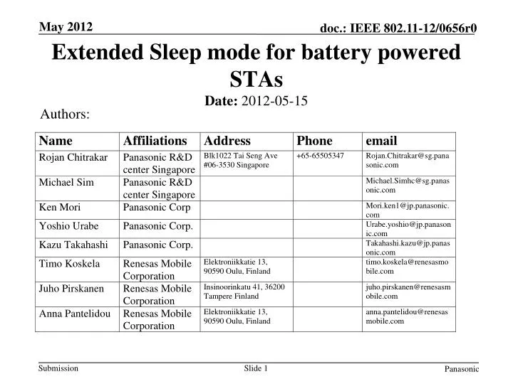 extended sleep mode for battery powered stas