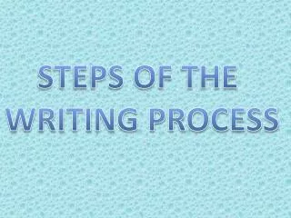 STEPS OF THE WRITING PROCESS
