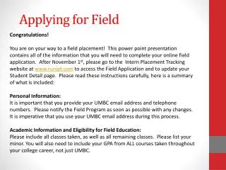 Applying for Field