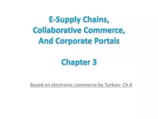 E-Supply Chains, Collaborative Commerce, And Corporate Portals Chapter 3