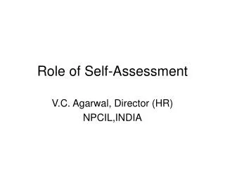 Role of Self-Assessment