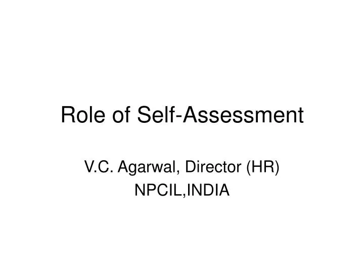 role of self assessment