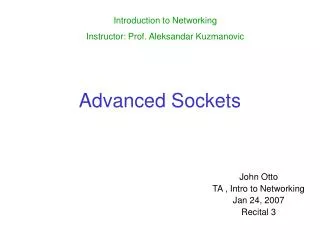 Advanced Sockets