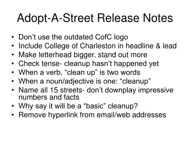 adopt a street release notes
