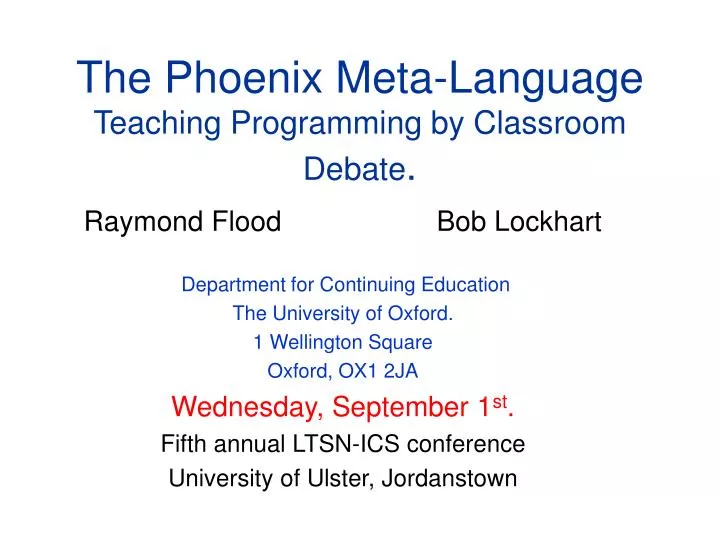 the phoenix meta language teaching programming by classroom debate