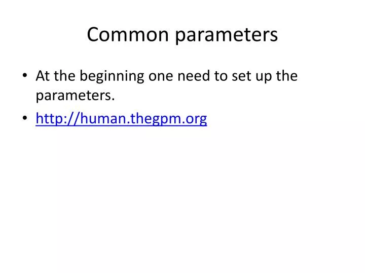 common parameters