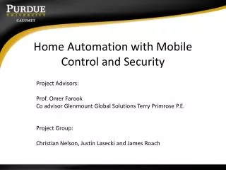 Home Automation with Mobile Control and Security