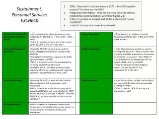 Sustainment: Personnel Services EXCHECK