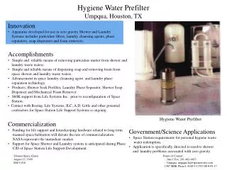 Hygiene Water Prefilter Umpqua, Houston, TX