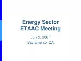 Energy Sector ETAAC Meeting