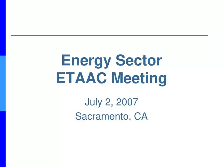 energy sector etaac meeting