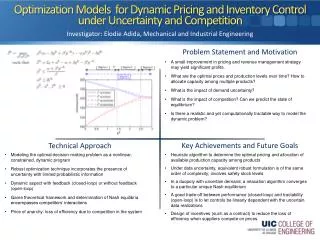 Optimization Models for Dynamic Pricing and Inventory Control under Uncertainty and Competition