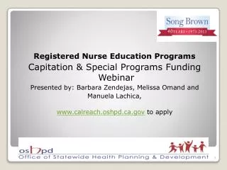 Registered Nurse Education Programs Capitation &amp; Special Programs Funding Webinar
