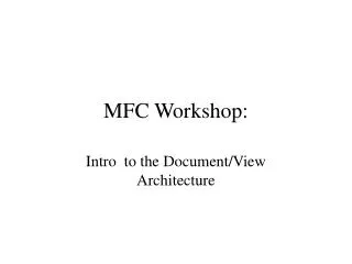 MFC Workshop: