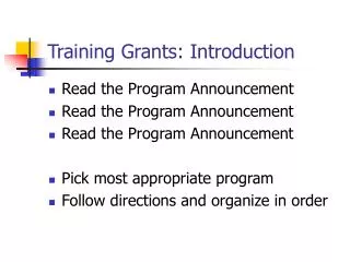 training grants introduction