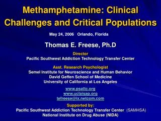 Methamphetamine: Clinical Challenges and Critical Populations