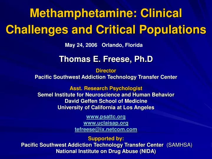 methamphetamine clinical challenges and critical populations