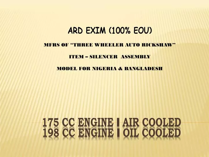 175 cc engine air cooled 198 cc engine oil cooled