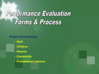 Performance Evaluation Forms &amp; Process